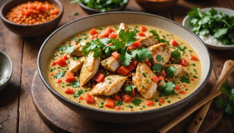 recette poulet lentilles corail lait de coco